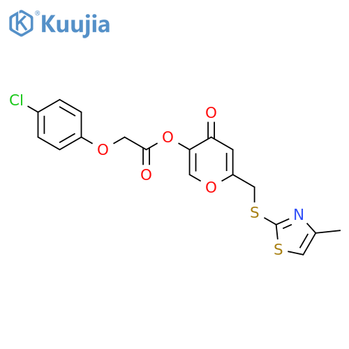 6-{(4-methyl-1,3-thiazol-2-yl)sulfanylmethyl}-4-oxo-4H-pyran-3-yl 2-(4-chlorophenoxy)acetate structure