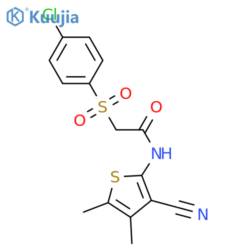 2-(4-chlorobenzenesulfonyl)-N-(3-cyano-4,5-dimethylthiophen-2-yl)acetamide structure
