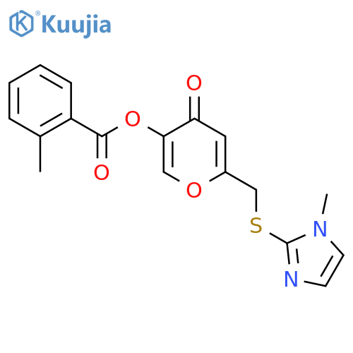 6-{(1-methyl-1H-imidazol-2-yl)sulfanylmethyl}-4-oxo-4H-pyran-3-yl 2-methylbenzoate structure