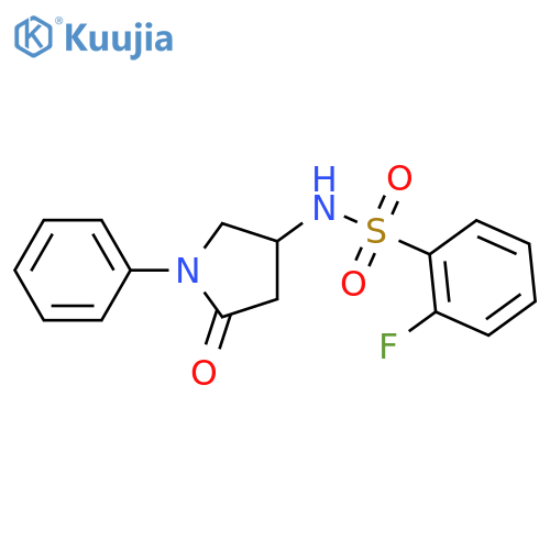 2-fluoro-N-(5-oxo-1-phenylpyrrolidin-3-yl)benzene-1-sulfonamide structure