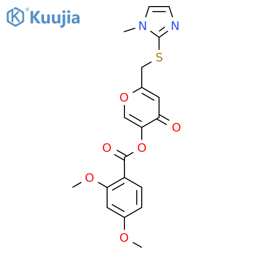 6-{(1-methyl-1H-imidazol-2-yl)sulfanylmethyl}-4-oxo-4H-pyran-3-yl 2,4-dimethoxybenzoate structure