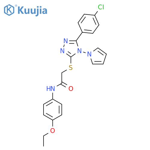 2-{5-(4-chlorophenyl)-4-(1H-pyrrol-1-yl)-4H-1,2,4-triazol-3-ylsulfanyl}-N-(4-ethoxyphenyl)acetamide structure