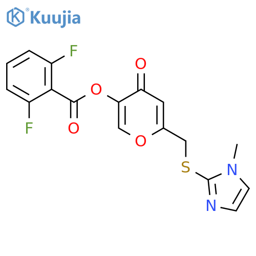 6-{(1-methyl-1H-imidazol-2-yl)sulfanylmethyl}-4-oxo-4H-pyran-3-yl 2,6-difluorobenzoate structure