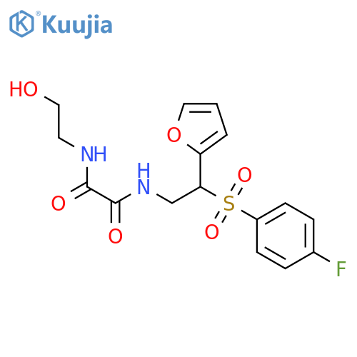 N'-[2-(4-fluorophenyl)sulfonyl-2-(furan-2-yl)ethyl]-N-(2-hydroxyethyl)oxamide structure
