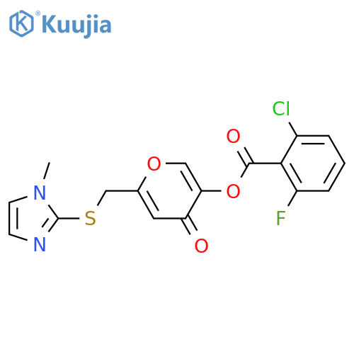 6-{(1-methyl-1H-imidazol-2-yl)sulfanylmethyl}-4-oxo-4H-pyran-3-yl 2-chloro-6-fluorobenzoate structure
