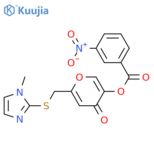6-{(1-methyl-1H-imidazol-2-yl)sulfanylmethyl}-4-oxo-4H-pyran-3-yl 3-nitrobenzoate structure
