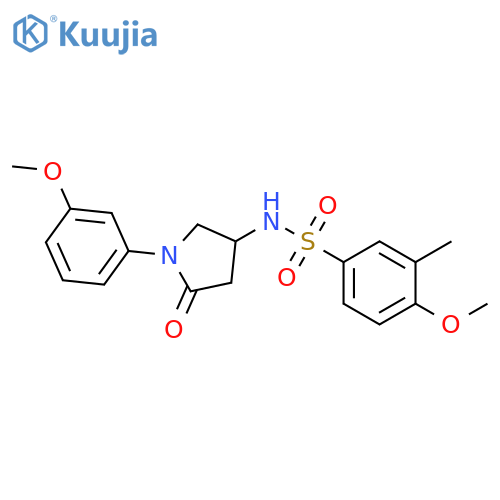4-methoxy-N-1-(3-methoxyphenyl)-5-oxopyrrolidin-3-yl-3-methylbenzene-1-sulfonamide structure