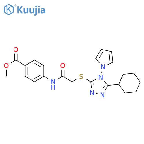 methyl 4-(2-{5-cyclohexyl-4-(1H-pyrrol-1-yl)-4H-1,2,4-triazol-3-ylsulfanyl}acetamido)benzoate structure