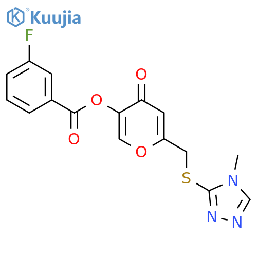 6-{(4-methyl-4H-1,2,4-triazol-3-yl)sulfanylmethyl}-4-oxo-4H-pyran-3-yl 3-fluorobenzoate structure