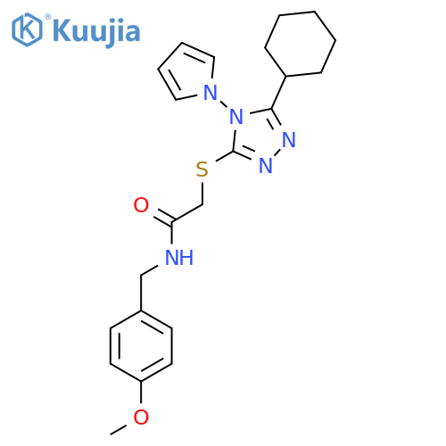 2-{5-cyclohexyl-4-(1H-pyrrol-1-yl)-4H-1,2,4-triazol-3-ylsulfanyl}-N-(4-methoxyphenyl)methylacetamide structure