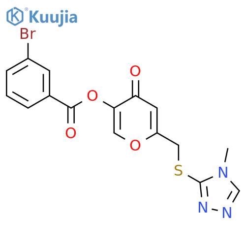 6-{(4-methyl-4H-1,2,4-triazol-3-yl)sulfanylmethyl}-4-oxo-4H-pyran-3-yl 3-bromobenzoate structure