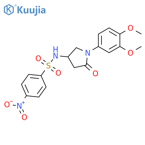 N-1-(3,4-dimethoxyphenyl)-5-oxopyrrolidin-3-yl-4-nitrobenzene-1-sulfonamide structure