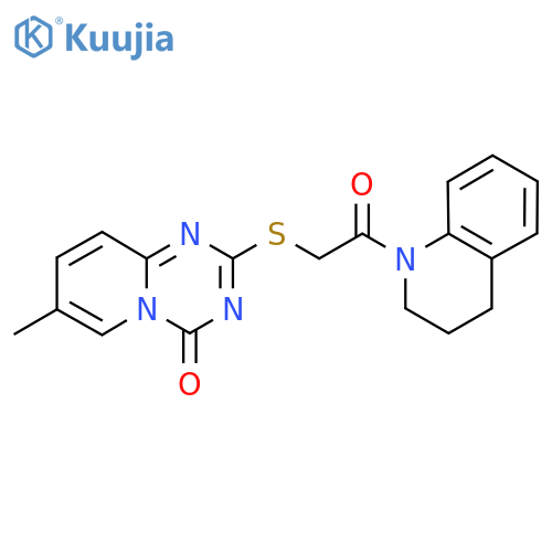 7-methyl-2-{2-oxo-2-(1,2,3,4-tetrahydroquinolin-1-yl)ethylsulfanyl}-4H-pyrido1,2-a1,3,5triazin-4-one structure