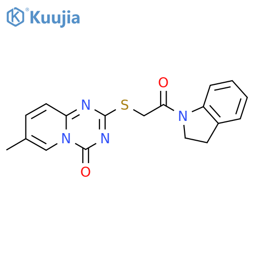 2-{2-(2,3-dihydro-1H-indol-1-yl)-2-oxoethylsulfanyl}-7-methyl-4H-pyrido1,2-a1,3,5triazin-4-one structure