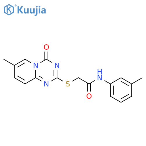 2-({7-methyl-4-oxo-4H-pyrido1,2-a1,3,5triazin-2-yl}sulfanyl)-N-(3-methylphenyl)acetamide structure