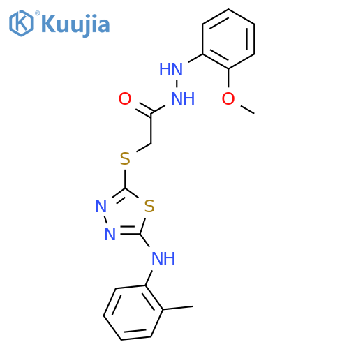 N'-(2-methoxyphenyl)-2-({5-[(2-methylphenyl)amino]-1,3,4-thiadiazol-2-yl}sulfanyl)acetohydrazide structure