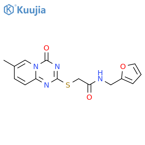 N-(furan-2-yl)methyl-2-({7-methyl-4-oxo-4H-pyrido1,2-a1,3,5triazin-2-yl}sulfanyl)acetamide structure