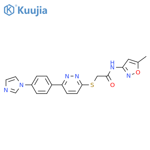 2-({6-4-(1H-imidazol-1-yl)phenylpyridazin-3-yl}sulfanyl)-N-(5-methyl-1,2-oxazol-3-yl)acetamide structure