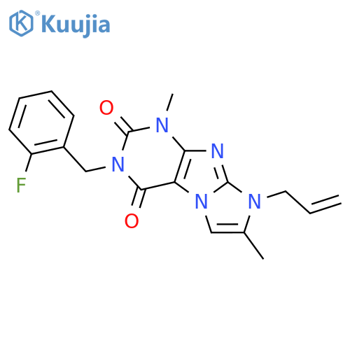 3-(2-fluorophenyl)methyl-1,7-dimethyl-8-(prop-2-en-1-yl)-1H,2H,3H,4H,8H-imidazo1,2-gpurine-2,4-dione structure