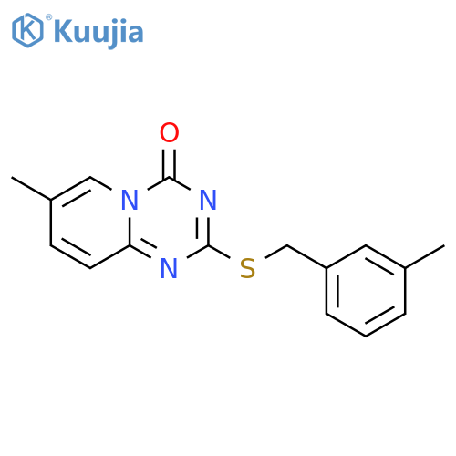 7-methyl-2-{(3-methylphenyl)methylsulfanyl}-4H-pyrido1,2-a1,3,5triazin-4-one structure