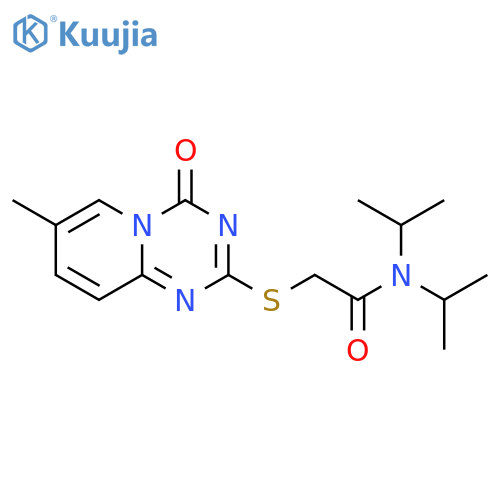 2-({7-methyl-4-oxo-4H-pyrido1,2-a1,3,5triazin-2-yl}sulfanyl)-N,N-bis(propan-2-yl)acetamide structure