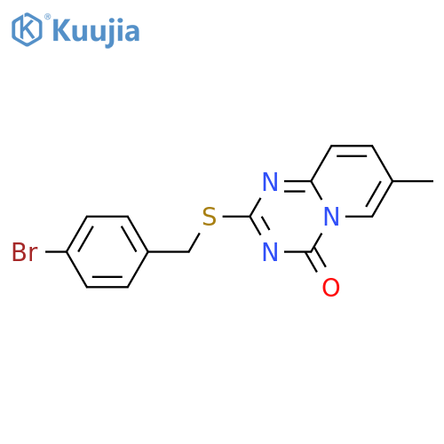 2-{(4-bromophenyl)methylsulfanyl}-7-methyl-4H-pyrido1,2-a1,3,5triazin-4-one structure