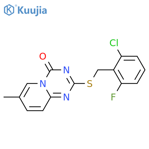 2-{(2-chloro-6-fluorophenyl)methylsulfanyl}-7-methyl-4H-pyrido1,2-a1,3,5triazin-4-one structure