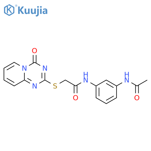 N-(3-acetamidophenyl)-2-({4-oxo-4H-pyrido1,2-a1,3,5triazin-2-yl}sulfanyl)acetamide structure