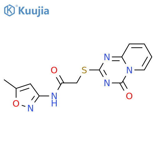 N-(5-methyl-1,2-oxazol-3-yl)-2-({4-oxo-4H-pyrido1,2-a1,3,5triazin-2-yl}sulfanyl)acetamide structure