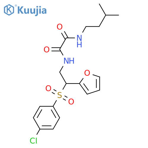 N'-2-(4-chlorobenzenesulfonyl)-2-(furan-2-yl)ethyl-N-(3-methylbutyl)ethanediamide structure