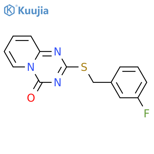 2-{(3-fluorophenyl)methylsulfanyl}-4H-pyrido1,2-a1,3,5triazin-4-one structure
