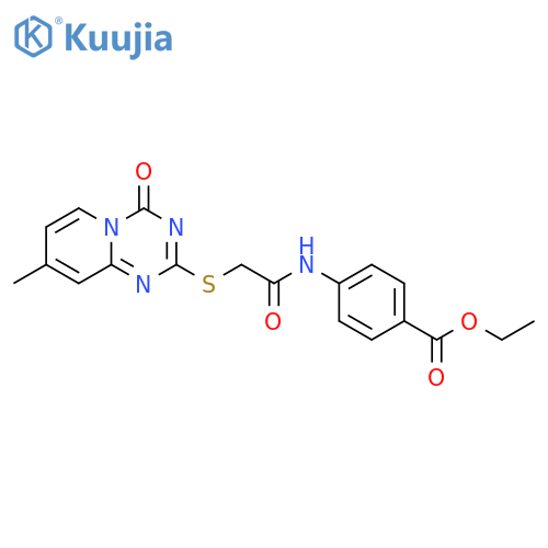 ethyl 4-2-({8-methyl-4-oxo-4H-pyrido1,2-a1,3,5triazin-2-yl}sulfanyl)acetamidobenzoate structure
