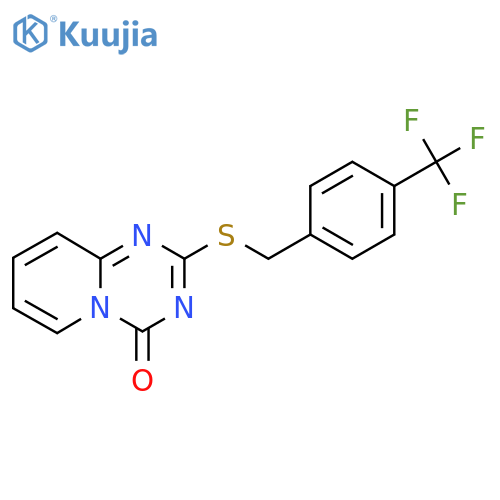 2-({4-(trifluoromethyl)phenylmethyl}sulfanyl)-4H-pyrido1,2-a1,3,5triazin-4-one structure