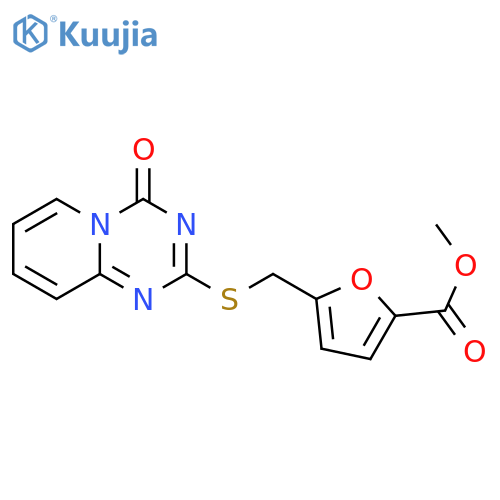 methyl 5-({4-oxo-4H-pyrido1,2-a1,3,5triazin-2-yl}sulfanyl)methylfuran-2-carboxylate structure