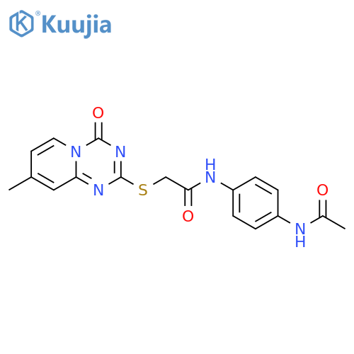 N-(4-acetamidophenyl)-2-({8-methyl-4-oxo-4H-pyrido1,2-a1,3,5triazin-2-yl}sulfanyl)acetamide structure