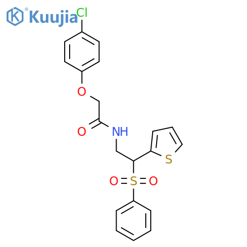 N-2-(benzenesulfonyl)-2-(thiophen-2-yl)ethyl-2-(4-chlorophenoxy)acetamide structure