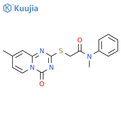 N-methyl-2-({8-methyl-4-oxo-4H-pyrido1,2-a1,3,5triazin-2-yl}sulfanyl)-N-phenylacetamide structure