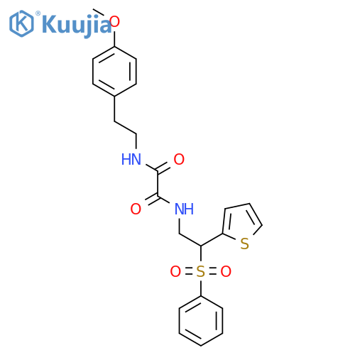 N-2-(benzenesulfonyl)-2-(thiophen-2-yl)ethyl-N'-2-(4-methoxyphenyl)ethylethanediamide structure