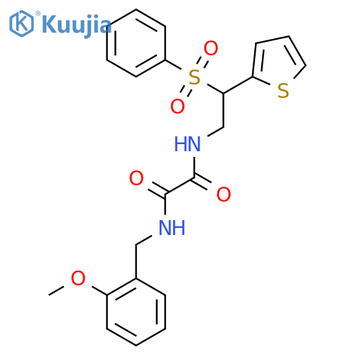 N-2-(benzenesulfonyl)-2-(thiophen-2-yl)ethyl-N'-(2-methoxyphenyl)methylethanediamide structure