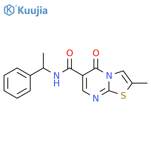 2-methyl-5-oxo-N-(1-phenylethyl)-5H-1,3thiazolo3,2-apyrimidine-6-carboxamide structure
