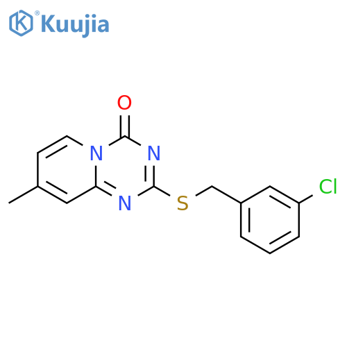 2-{(3-chlorophenyl)methylsulfanyl}-8-methyl-4H-pyrido1,2-a1,3,5triazin-4-one structure