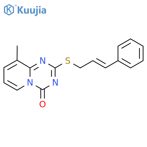 9-methyl-2-{(2E)-3-phenylprop-2-en-1-ylsulfanyl}-4H-pyrido1,2-a1,3,5triazin-4-one structure