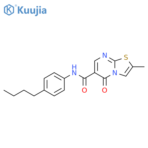 N-(4-butylphenyl)-2-methyl-5-oxo-5H-1,3thiazolo3,2-apyrimidine-6-carboxamide structure