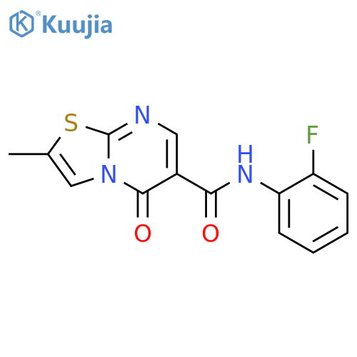 N-(2-fluorophenyl)-2-methyl-5-oxo-5H-1,3thiazolo3,2-apyrimidine-6-carboxamide structure