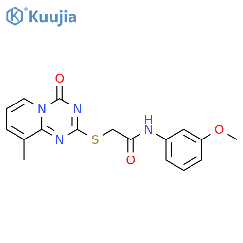 N-(3-methoxyphenyl)-2-({9-methyl-4-oxo-4H-pyrido1,2-a1,3,5triazin-2-yl}sulfanyl)acetamide structure