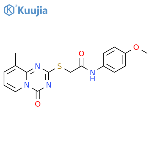 N-(4-methoxyphenyl)-2-({9-methyl-4-oxo-4H-pyrido1,2-a1,3,5triazin-2-yl}sulfanyl)acetamide structure