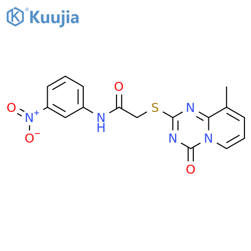 2-({9-methyl-4-oxo-4H-pyrido1,2-a1,3,5triazin-2-yl}sulfanyl)-N-(3-nitrophenyl)acetamide structure
