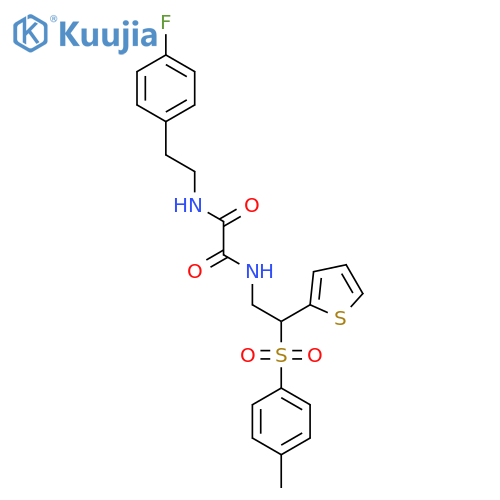 N'-2-(4-fluorophenyl)ethyl-N-2-(4-methylbenzenesulfonyl)-2-(thiophen-2-yl)ethylethanediamide structure