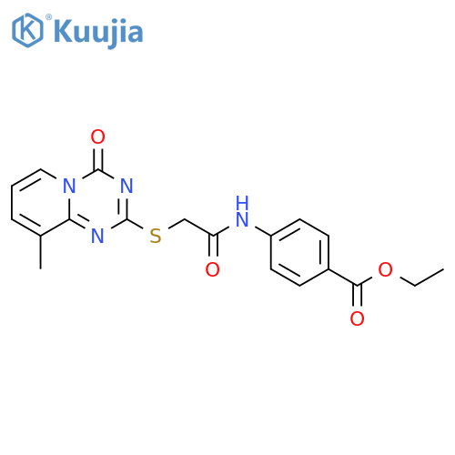 ethyl 4-2-({9-methyl-4-oxo-4H-pyrido1,2-a1,3,5triazin-2-yl}sulfanyl)acetamidobenzoate structure