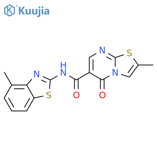 2-methyl-N-(4-methyl-1,3-benzothiazol-2-yl)-5-oxo-5H-1,3thiazolo3,2-apyrimidine-6-carboxamide structure